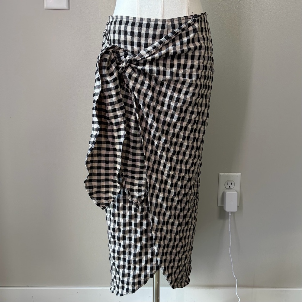 Miou Muse Gingham Wrap Skirt